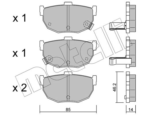 Комплект гальмівних накладок, дискове гальмо   22-0362-0   METELLI