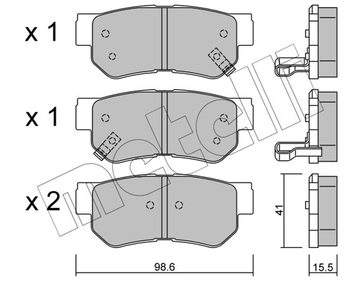 Комплект гальмівних накладок, дискове гальмо   22-0365-0   METELLI