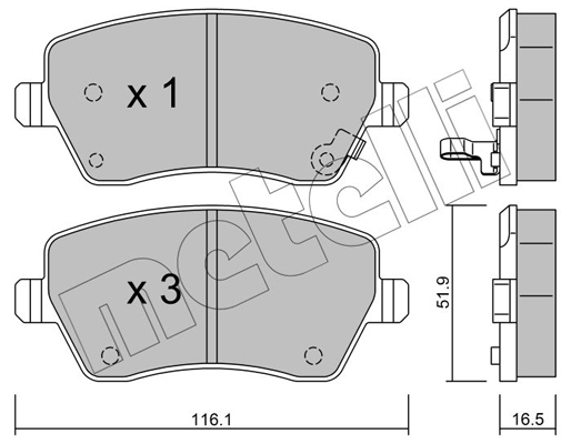 Комплект гальмівних накладок, дискове гальмо   22-0485-1   METELLI