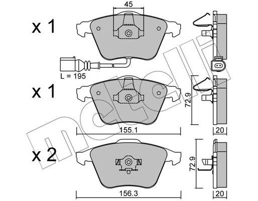 Комплект тормозных колодок, дисковый тормоз   22-0549-2   METELLI