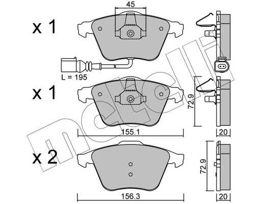 Комплект тормозных колодок, дисковый тормоз   22-0549-4   METELLI