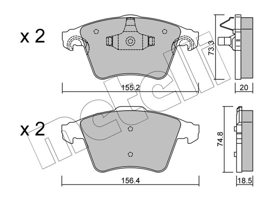 Комплект гальмівних накладок, дискове гальмо   22-0552-3   METELLI