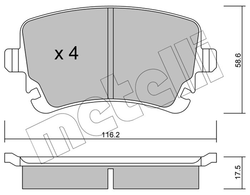 Комплект тормозных колодок, дисковый тормоз   22-0554-2   METELLI