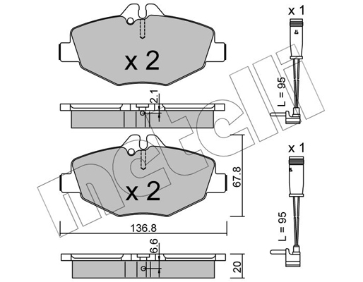 Комплект тормозных колодок, дисковый тормоз   22-0562-0K   METELLI