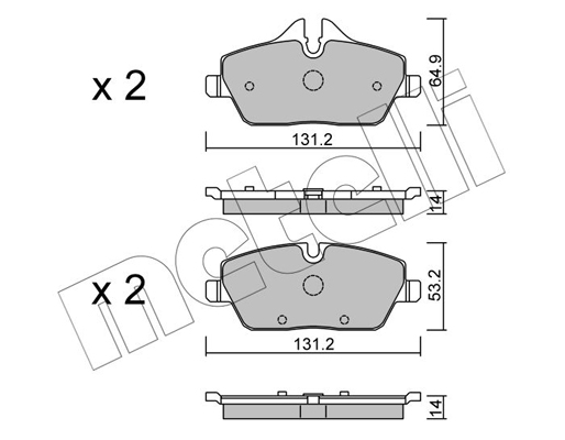 Комплект тормозных колодок, дисковый тормоз   22-0664-2   METELLI