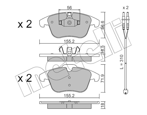Комплект гальмівних накладок, дискове гальмо, METELLI 22-0675-5K Комплект гальмівних накладок, дискове гальмо, METELLI 22-0675-5K