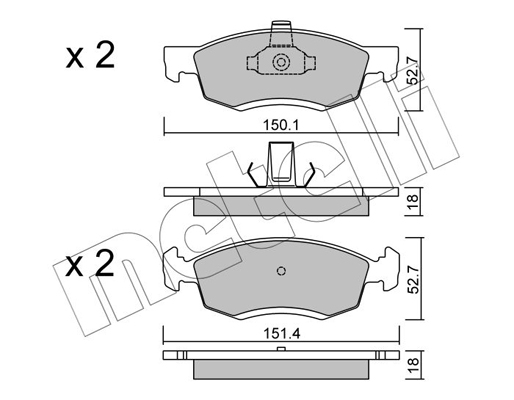 Комплект гальмівних накладок, дискове гальмо   22-0802-0   METELLI