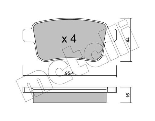 Комплект гальмівних накладок, дискове гальмо   22-0814-0   METELLI