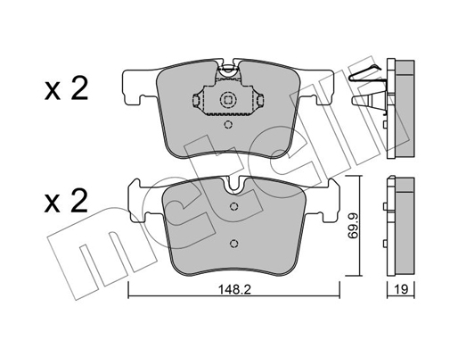 Комплект гальмівних накладок, дискове гальмо   22-0961-0   METELLI