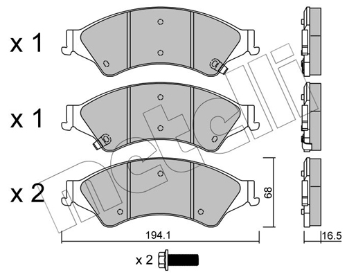 Комплект тормозных колодок, дисковый тормоз   22-0971-0   METELLI