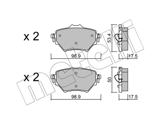 Комплект гальмівних накладок, дискове гальмо   22-0987-0   METELLI