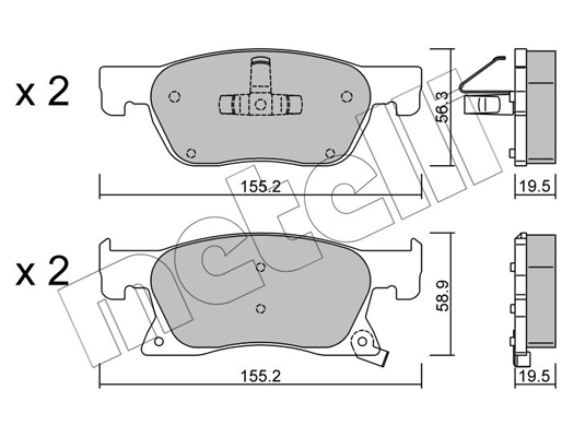 Комплект гальмівних накладок, дискове гальмо, METELLI 22-1114-0 Комплект гальмівних накладок, дискове гальмо, METELLI 22-1114-0