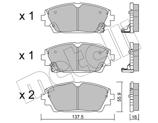 Комплект гальмівних накладок, дискове гальмо   22-1237-0   METELLI