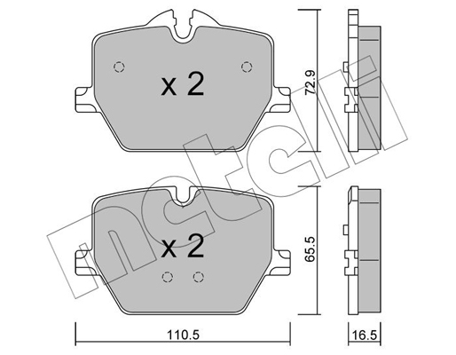 Комплект гальмівних накладок, дискове гальмо   22-1266-0   METELLI