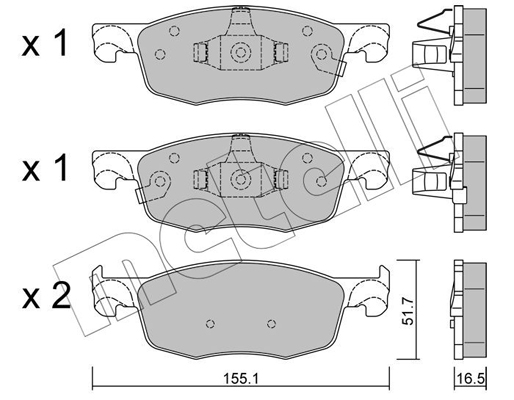 Комплект гальмівних накладок, дискове гальмо   22-1282-0   METELLI