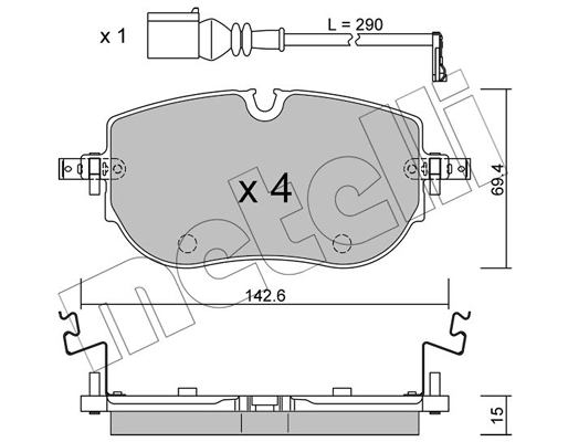 Комплект тормозных колодок, дисковый тормоз   22-1319-0   METELLI