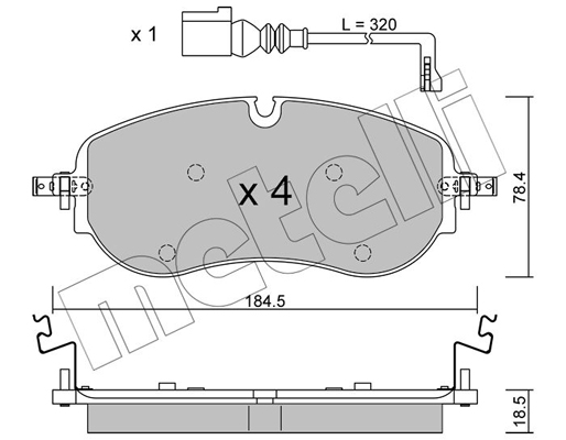 Комплект тормозных колодок, дисковый тормоз   22-1320-0   METELLI