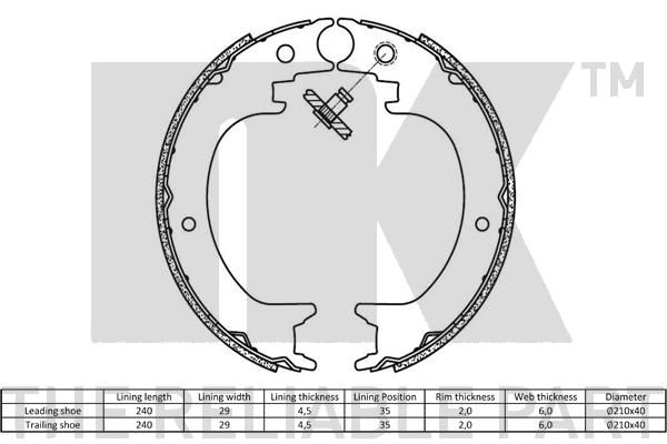 Комплект тормозных колодок, стояночная тормозная система 2730824 NK #1