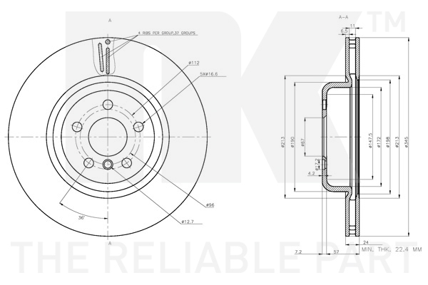 Гальмівний диск 3415116 NK #2