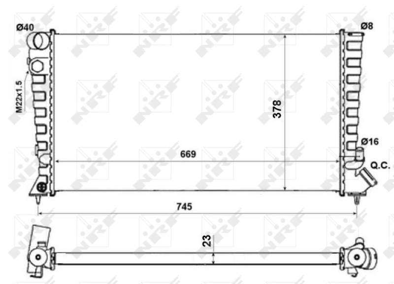 Радиатор, охлаждение двигателя   58189A   NRF