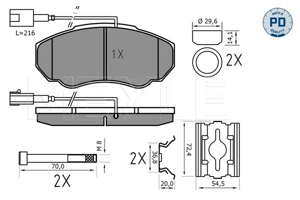 Комплект тормозных колодок, дисковый тормоз 025 239 1719/PD MEYLE #1